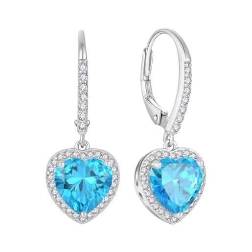 Orecchini A Goccia Con Diamante Simulato A Cuore 4Ct In Oro Bianco