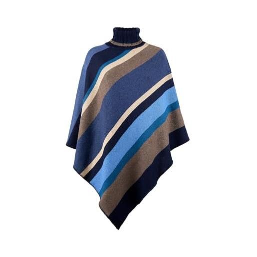 Gallo poncho collo alto donna, e blu righe multicolor