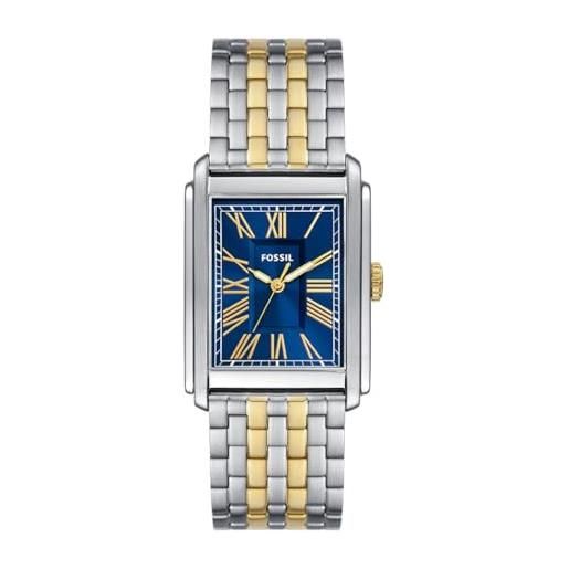 Fossil orologio carraway da uomo, movimento al quarzo a tre lancette con cinturino in pelle o acciaio inossidabile, 30 mm, tono oro e argento