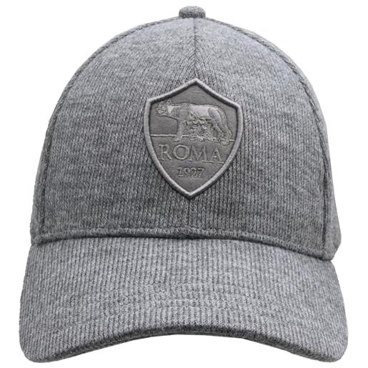 AS Roma imma cappelli stadio, classic crest embroidery woven cap - grey tone on tone