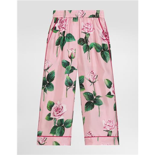 Dolce & Gabbana pantaloni pigiama in twill con stampa rose