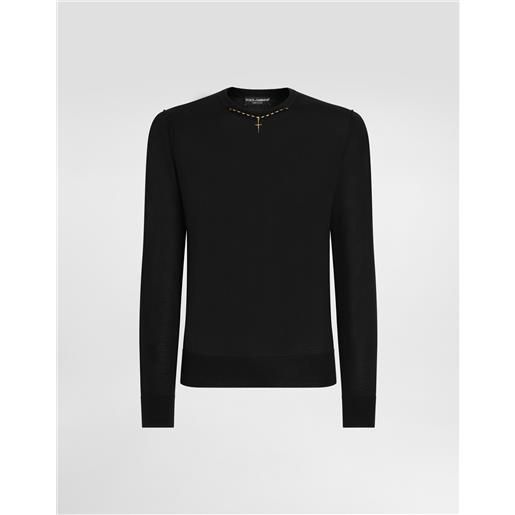 Dolce & Gabbana maglia girocollo in seta con dettaglio gioiello