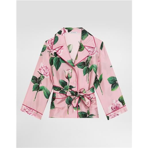 Dolce & Gabbana camicia in twill con stampa rose