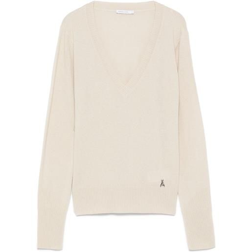 Patrizia Pepe maglione in cashmere con scollo a v - toni neutri