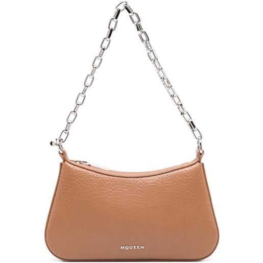 Alexander McQueen borsa a spalla t-bar mini - marrone