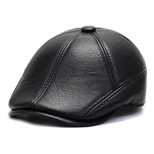 JZTDYPP coppola uomo berretti invernali da uomo in pelle per esterni berretti invernali maschili protezione per le orecchie calda berretto con visiera cappelli per papà in pelle per il tempo libero