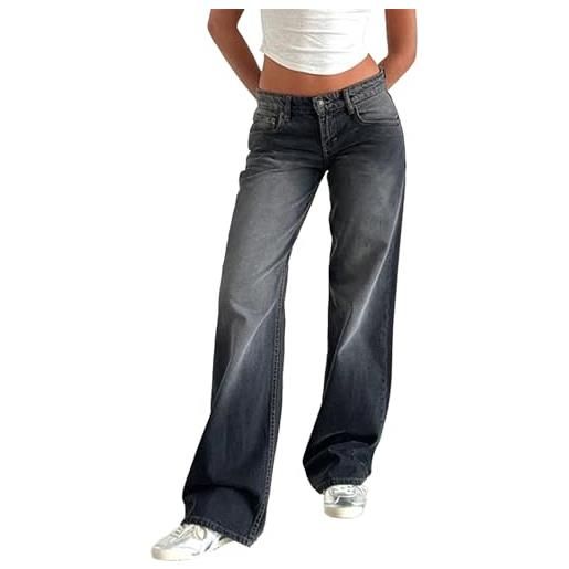 Jeans a gamba larga da donna, a vita alta, elasticizzati