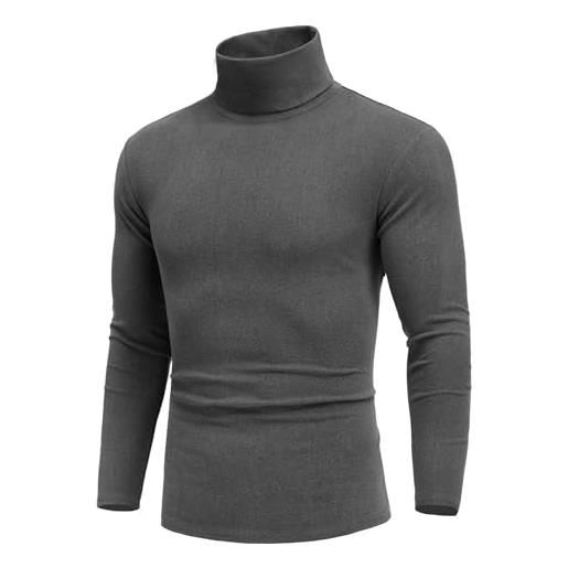 COOFANDY maglietta a collo alto da uomo, maglione a collo alto, turtleneck, maglietta a maniche lunghe, maglione a collo alto, regualr, maglietta intima, l