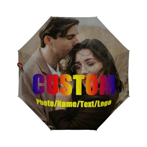 SJHAZSL mbrello pieghevole personalizzato, ombrello personalizzabile con logo o immagini, ombrello pieghevole automatico per donne e uomini, regalo, viaggio