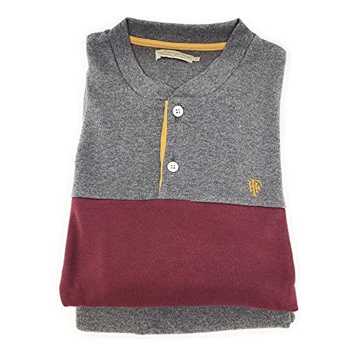 Bip Bip pigiama per uomo maniche lunghe e pantaloni lunghi modello serafino con due bottoni in puro cotone interlock peso medio art. 6252 (xl, smoky grigio)