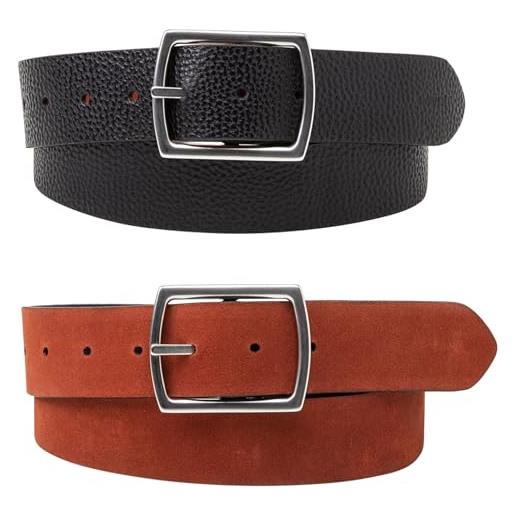Levi's mixed material center bar reversible belts, nero regolare, taglia unica unisex-adulto