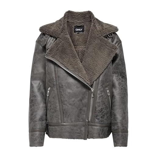 ONLY faux leather jacket onlbetty faux leather jacket walnut m walnut m