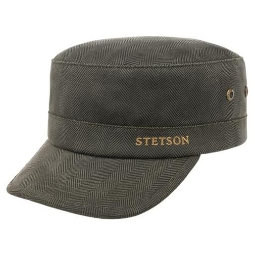 Stetson cappellino army herringbone con fodera uomo - cappello invernale chiuso dietro, visiera, inverno autunno/inverno - xl (60-61 cm) oliva scuro
