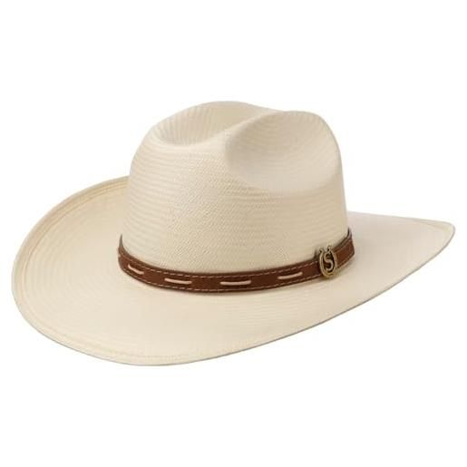 Stetson cappello di paglia edcouch western toyo uomo - da sole cowboy estivo con fascia in pelle estate primavera/estate - m (56-57 cm) natura