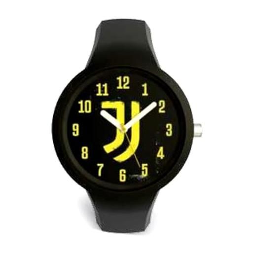 PRESTIGE & DELUXE orologio da polso lowell one kid juventu bianconeri cinturino in silicone nero - quadrante 34 mm nero giallo in confezione + portachiave calcio