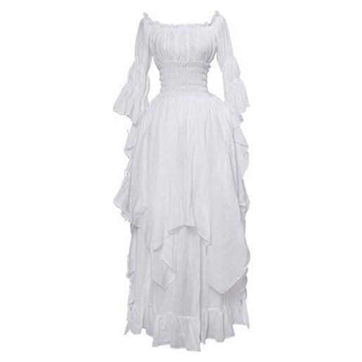 Generico abito da principessa da donna medievale retrò con maniche svasate in pizzo patchwork - vestito gotico con corsetto a trapezio - da sera steampunk rinascimentale con maniche a sbuffo