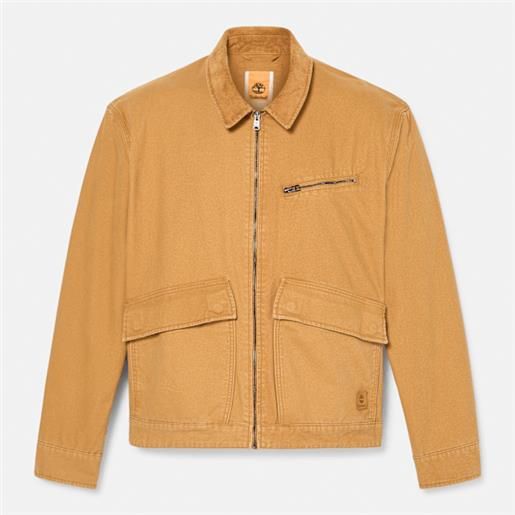 Timberland - giacca in tela effetto lavato strafford da uomo in giallo, uomo, giallo, taglia: 3xl