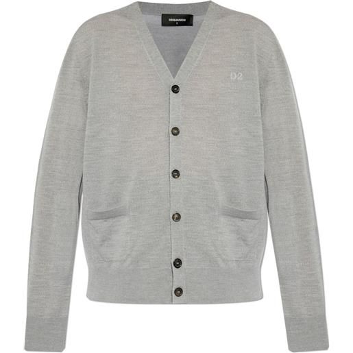 DSQUARED2 cardigan con ricamo - grigio