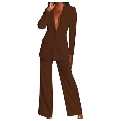 Goolecrimp completo da donna colore puro elegante moda trendy casual abito da donna business office cocktail party pants suit (rosa, 3xl)