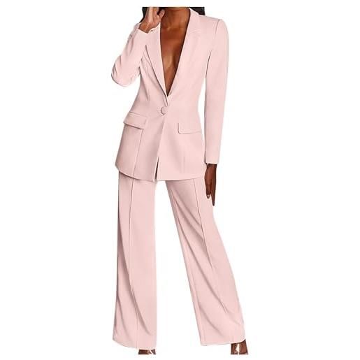 Goolecrimp completo da donna colore puro elegante moda trendy casual abito da donna business office cocktail party pants suit (giallo, 3xl)