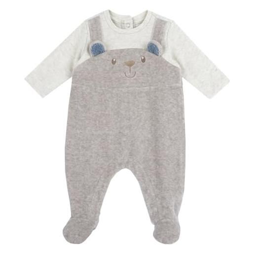 Chicco, tutina girocollo in ciniglia a coste con apertura interno gamba, beige, 3 mesi