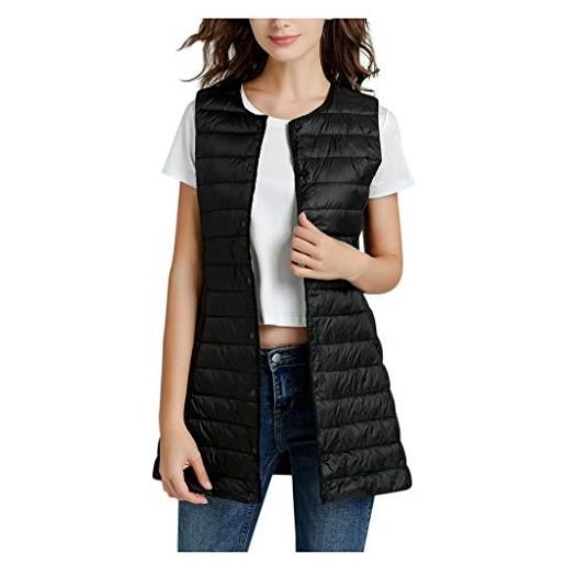 Generico giubbotto donna leggero gilet smanicato donna fasion colletto in piedi da donna lungo paragrafo tempo libero leggero piumino giacche e cappotti da donna trench impermeabile (dark blue, xxl)