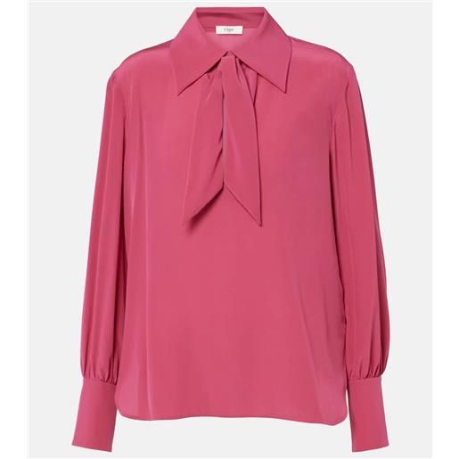 Chloe chloã© blusa in seta crãªpe de chine con fiocco