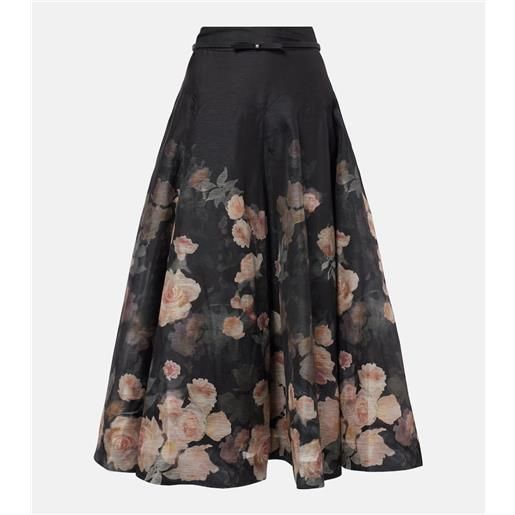 Zimmermann gonna midi crush flared in lino e seta