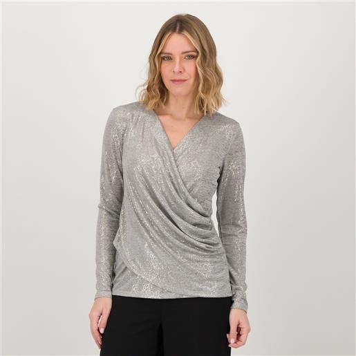 Nina Leonard maglia incrociata con scollo a v e drappeggio