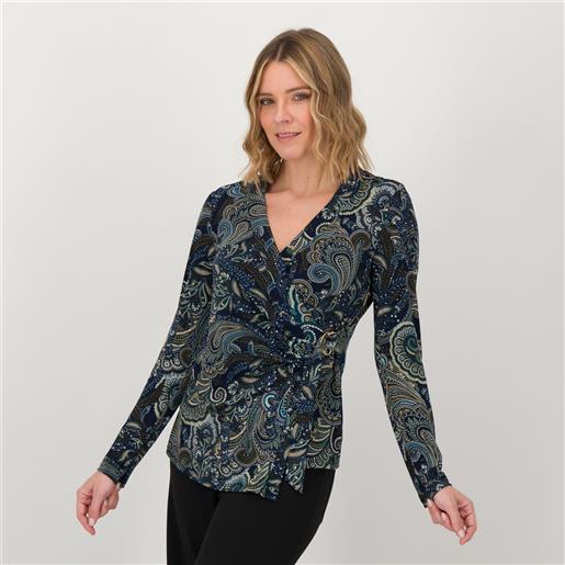 Nina Leonard maglia fantasia con scollo a v e incrocio