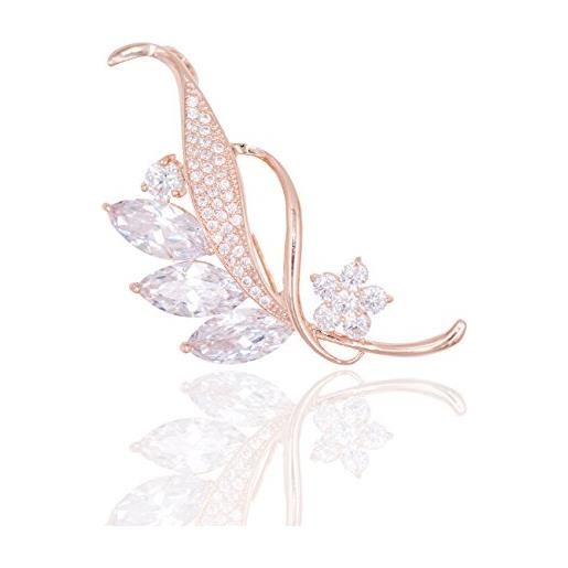 Clearine Spilla Fiocco Di Neve Con Strass Cristalli – Invernale, Oro, Per Donne, Regalo Con Scatola