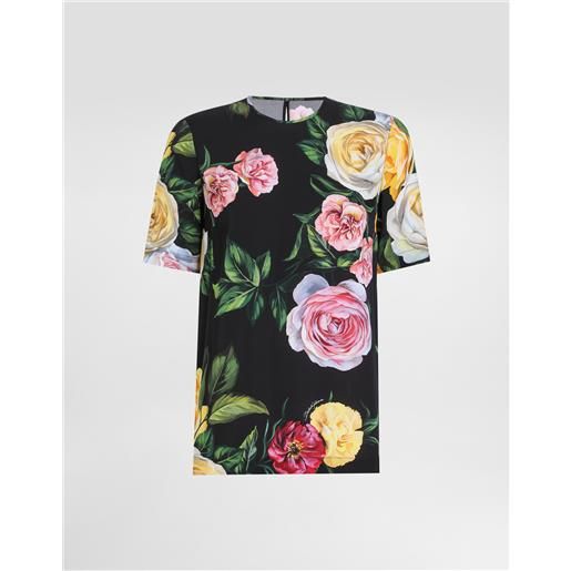 Dolce & Gabbana blusa in charmeuse di seta stampa peonie e rose