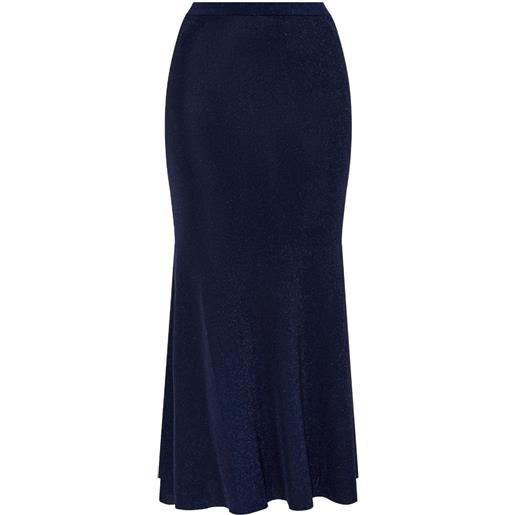 Self-Portrait gonna midi metallizzata - blu