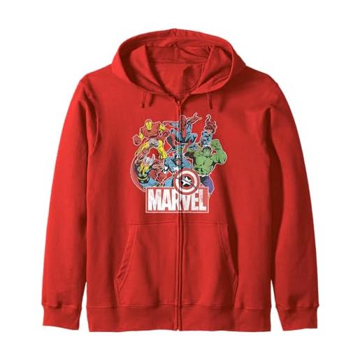 Marvel avengers team retro comic vintage felpa con cappuccio