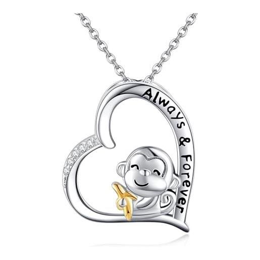 Orecchini A Forma Di Scimmia In Argento Sterling 925 – Altezza 16 Mm – Gioiello Simbolo Di Gioia E Forza – Con Scatola Regalo