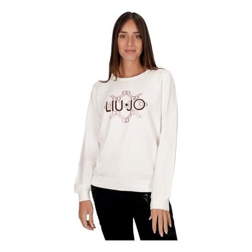 Liu Jo felpa chiusa donna c/strass girocollo tf4212 (it, testo, s, regular, regular, bianco)