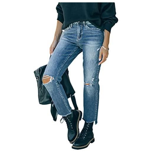 Onsoyours jeans donna pantaloni a gamba larga pantaloni casual strappati pantaloni a zampa di jeans pantaloni denim bootcut larghi flare pants elasticizzati vita alta jeans pantaloni 02 blu s