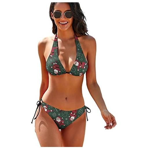 942 costumi da mare donna simpatico motivo natalizio abiti da spiaggia sexy costume da bagno bandeau due pezzi costumi da bagno donna m