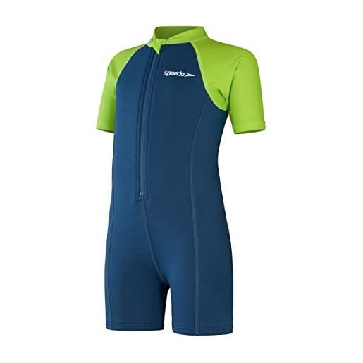 Speedo bambino learn to swim essential wetsuit costume intero, harmony blu/verde lucertola, 6-9 m