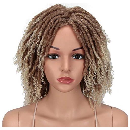 Style Icon 6 short dreadlock wig twist wigs for black women short curly synthetic wigs (17 cm, t27/613)