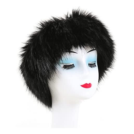 Asudaro fascia invernale in pelliccia sintetica, fascia in pelliccia spessa invernale fascia scaldaorecchie confortevole fascia per capelli paraorecchie in pelliccia di volpe sintetica protezione orecchie
