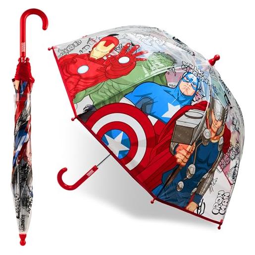 Marvel ombrello pioggia - spiderman avengers ombrello trasparente per bambino ombrelli da pioggia a cupola anti uv regalo avengers (multicolore avengers)