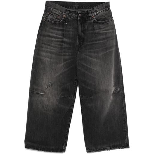 R13 jeans crop a gamba ampia - nero