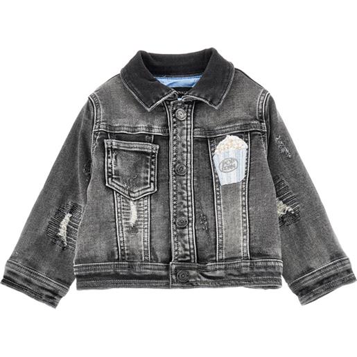 Monnalisa giacchino denim imbottito con ricami