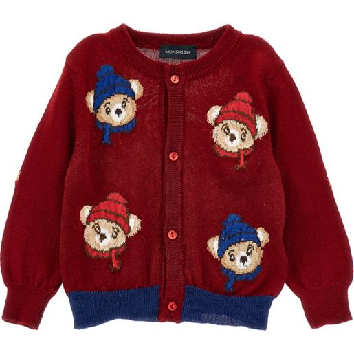 Monnalisa cardigan merino orsetti intarsio