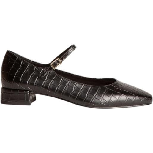 Corina scarpa ballerina donna Corina m4661 in pelle effetto pitonata nera con punta quadrata e cinturino regolabile fondo 3 cm