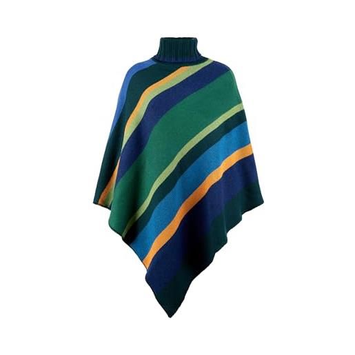 Gallo poncho collo alto donna, e verde righe multicolor