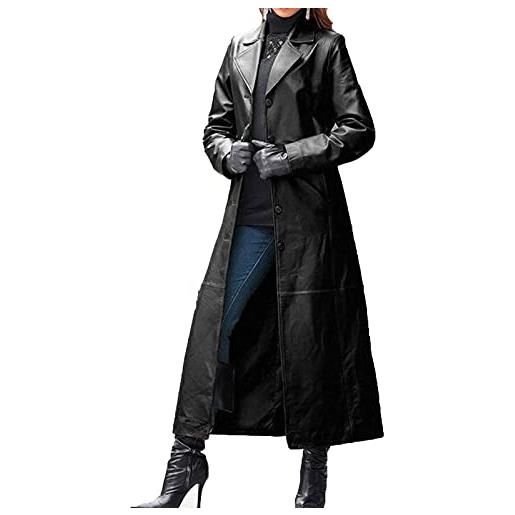 Suncolour trench da donna in pelle a figura intera giacca da donna lunga in pelle rossa con soprabito