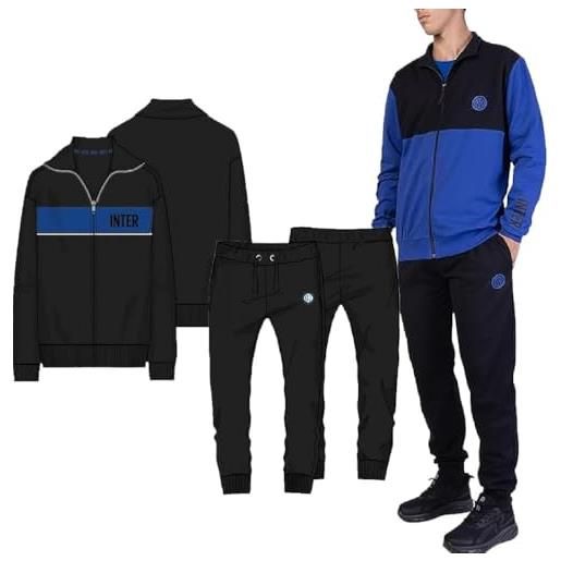 Dierre Pigiama Uomo In Pile Lungo Con Zip Integrale - Modello FC Inter - Nuova Collezione IN14134 (Nero, Taglia S) - 3