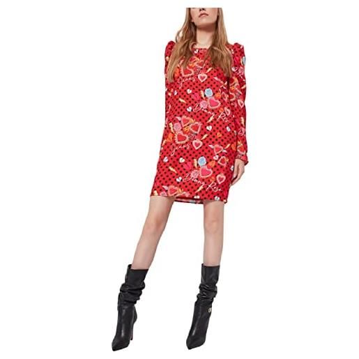 Denny Rose jeans jeans donna abito casual manica lunga 221nd15013 40 rosso 228952-01 red hearts-black poi